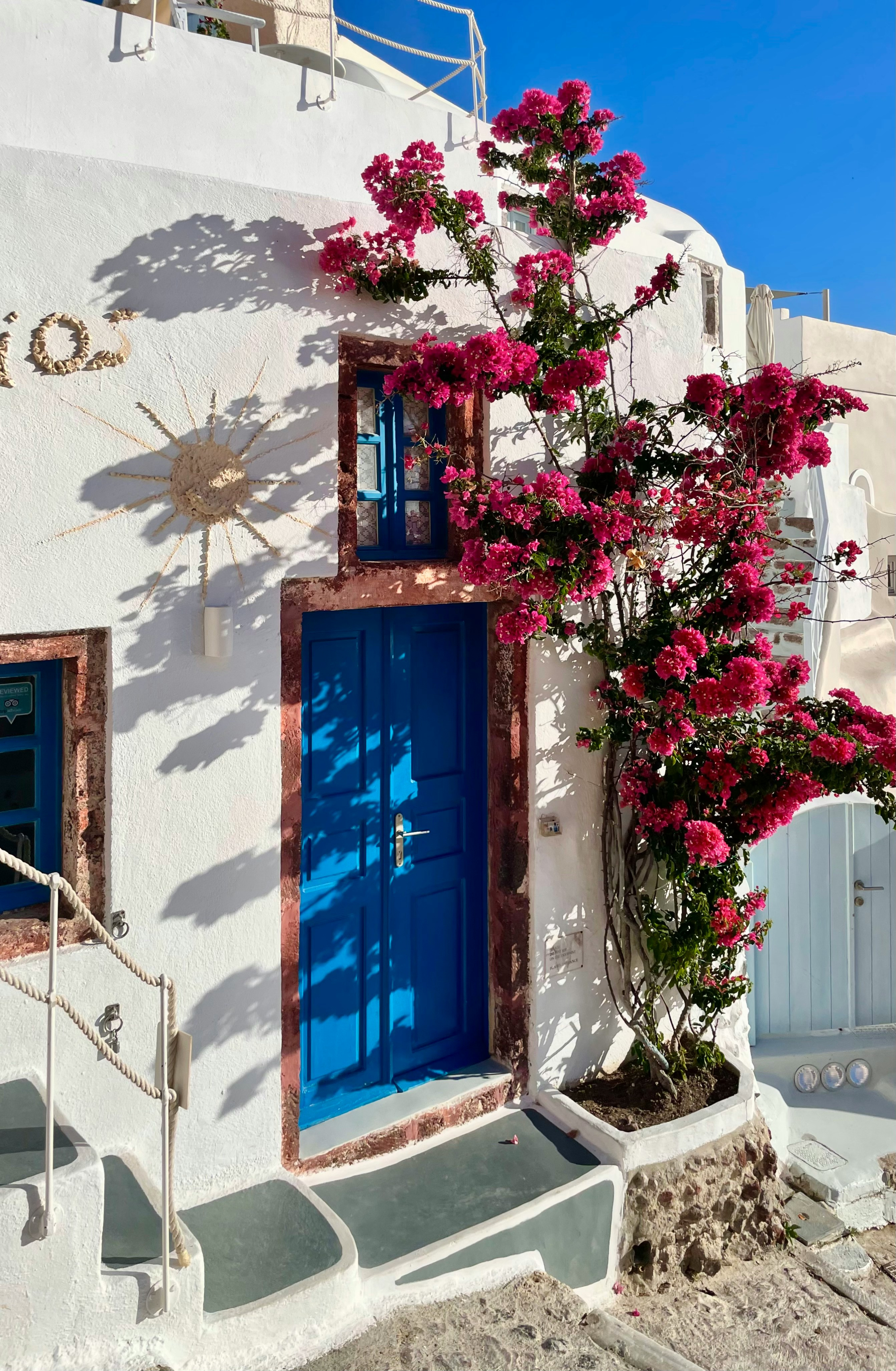 White house with blue door